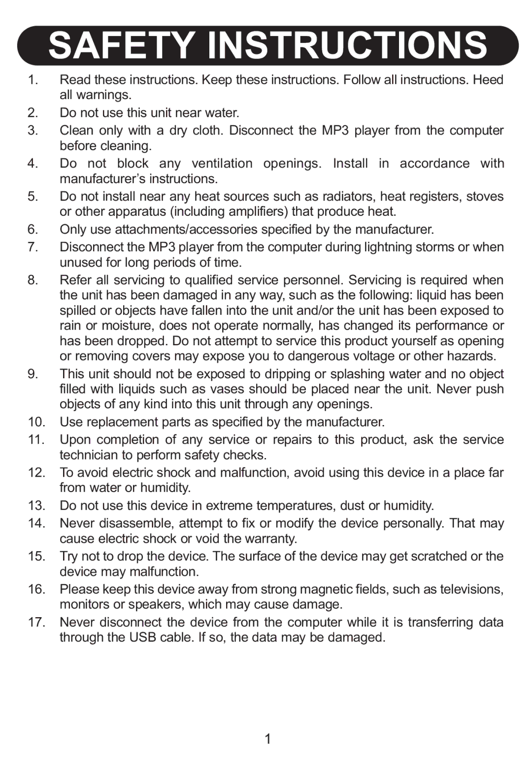 Emerson BAR900 owner manual Safety Instructions 