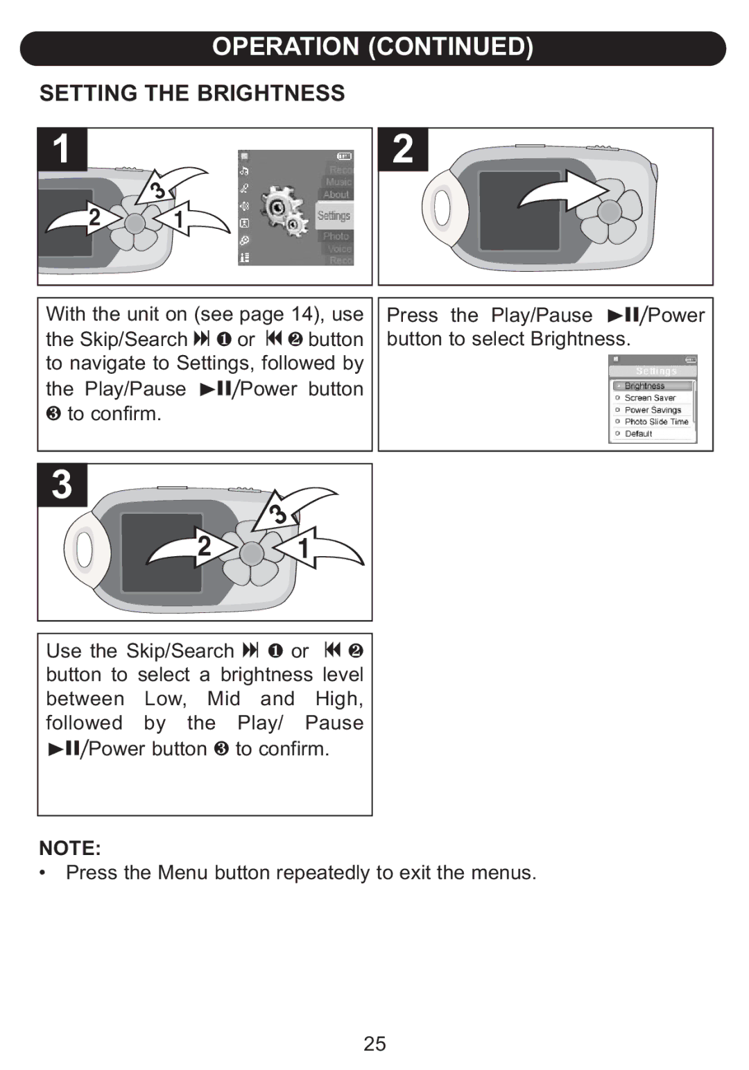 Emerson BAR900 owner manual Setting the Brightness 