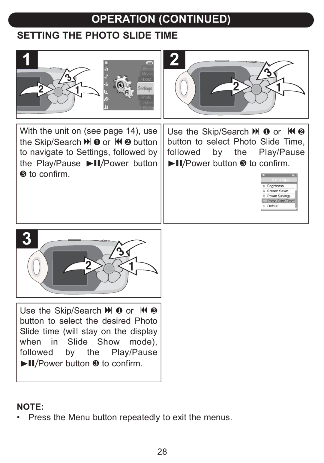 Emerson BAR900 owner manual Setting the Photo Slide Time 