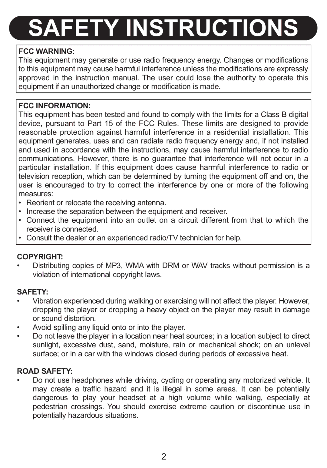 Emerson BAR900 owner manual FCC Warning FCC Information 