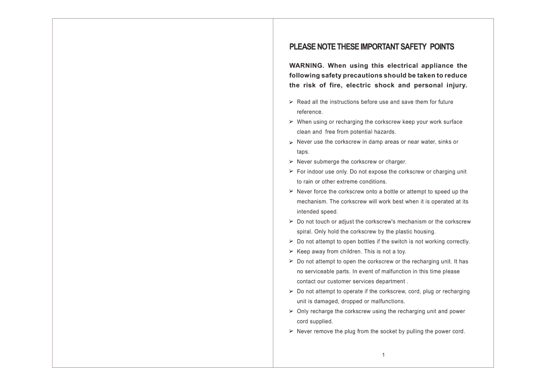 Emerson BO60 owner manual Please Note These Important Safety Points 