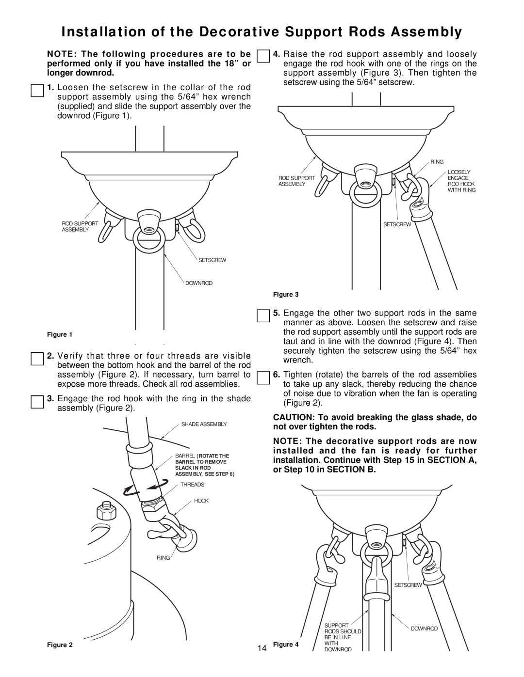 Emerson BP7251 NOTE The following procedures are to be performed only if you have installed the 18” or longer downrod 
