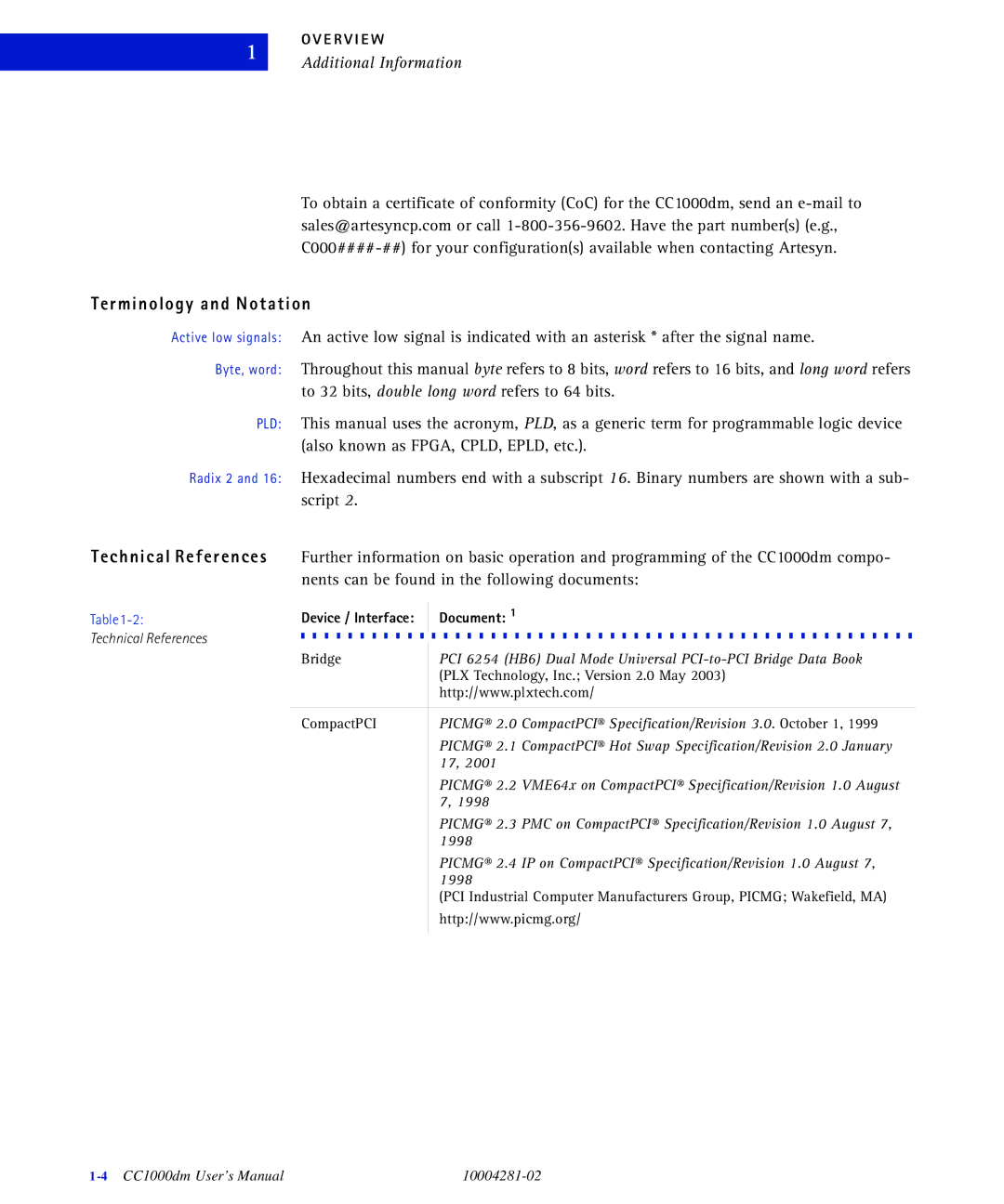 Emerson CC1000DM Terminology and Notation, Technical References, Additional Information, Device / Interface Document 