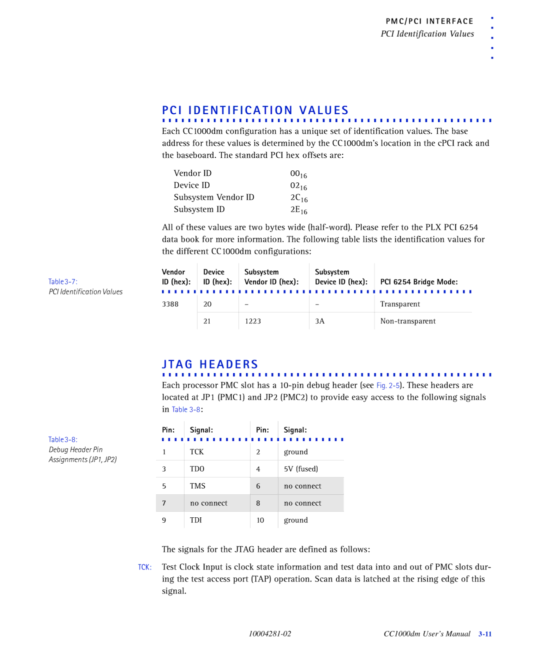 Emerson CC1000DM user manual PCI Identification Values, Vendor Device Subsystem ID hex, PCI 6254 Bridge Mode 