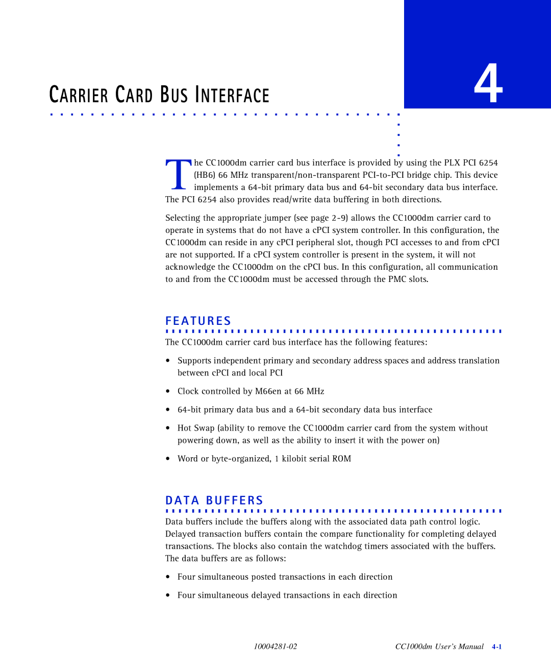 Emerson CC1000DM user manual Carrier Card BUS Interface 