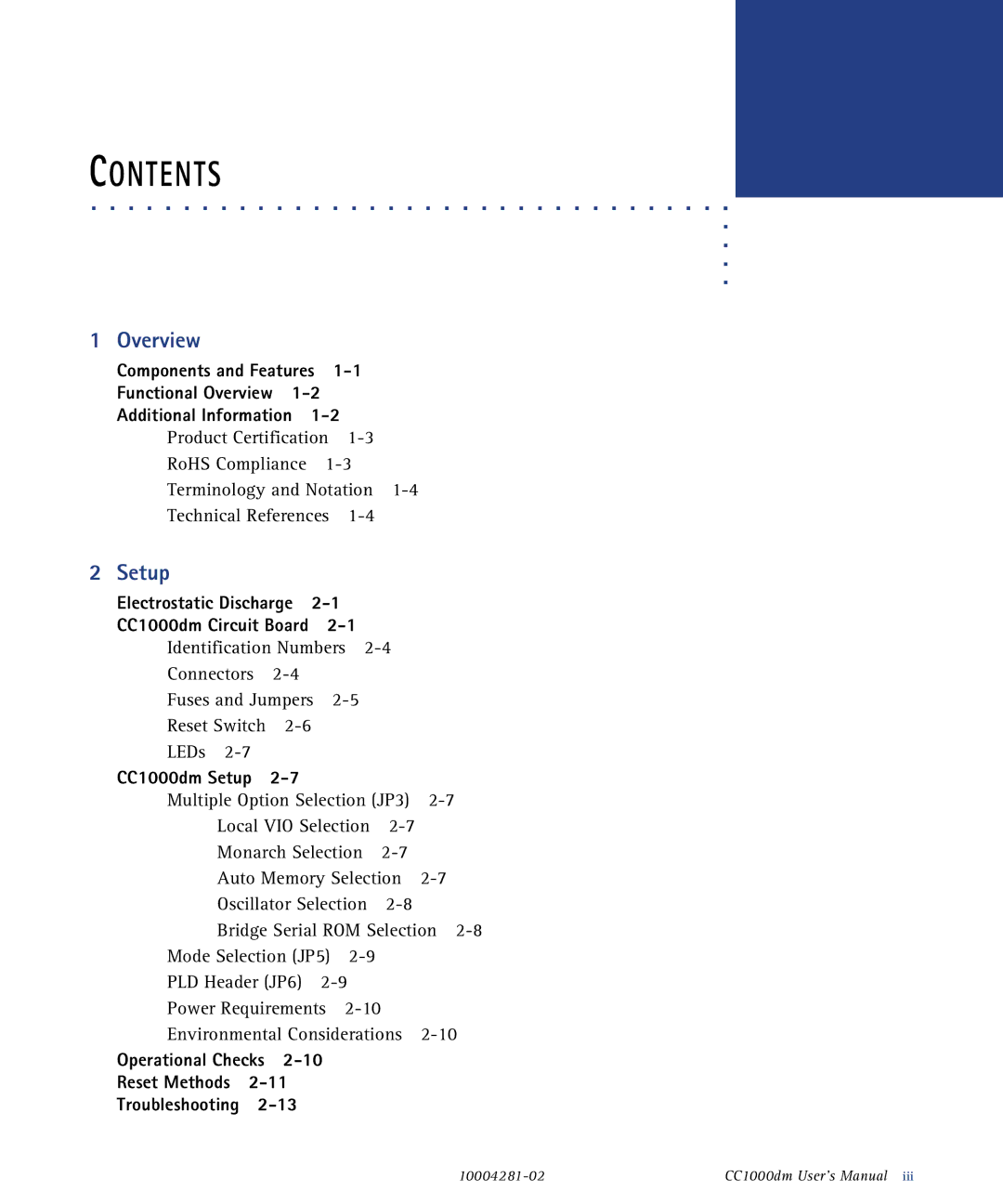 Emerson CC1000DM user manual Contents 