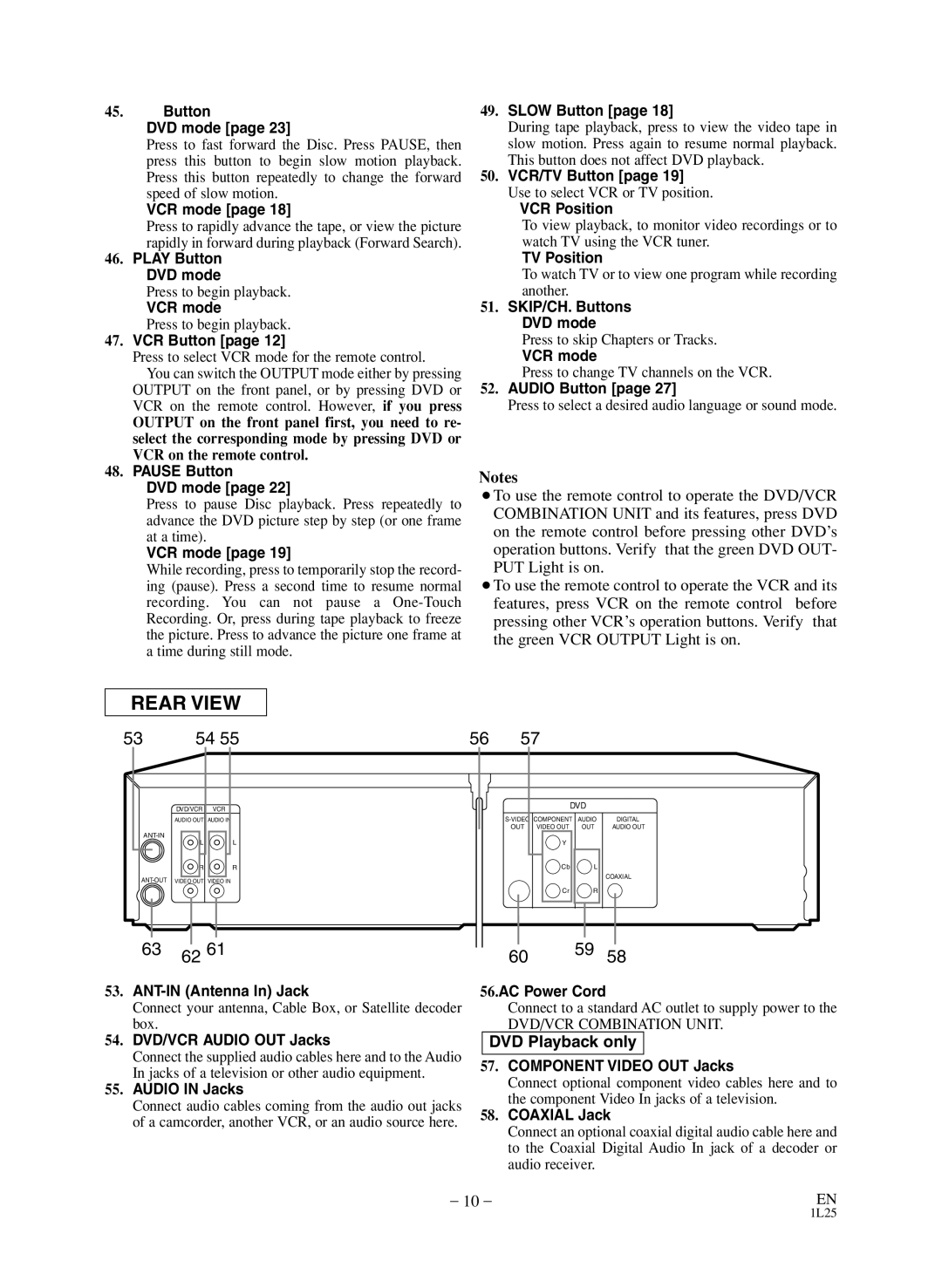 Emerson CEDV800D owner manual Press to select VCR mode for the remote control, Use to select VCR or TV position 