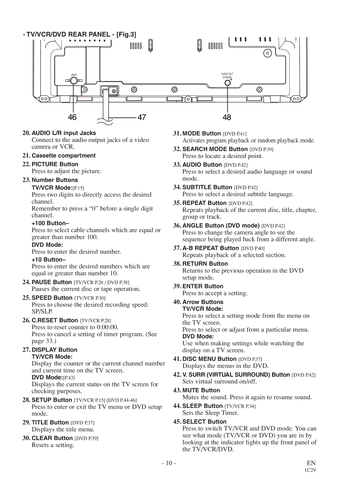 Emerson CETD204 Connect to the audio output jacks of a video camera or VCR, Press to adjust the picture, Resets a setting 