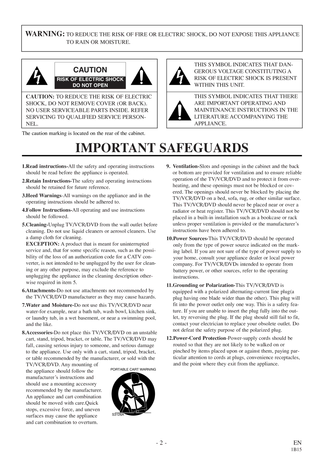 Emerson CETD204 owner manual Important Safeguards 