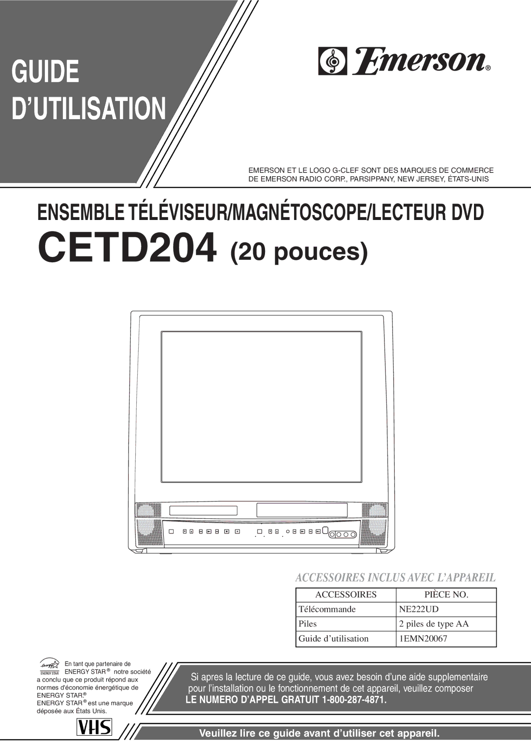 Emerson CETD204 owner manual Guide ’UTILISATION 