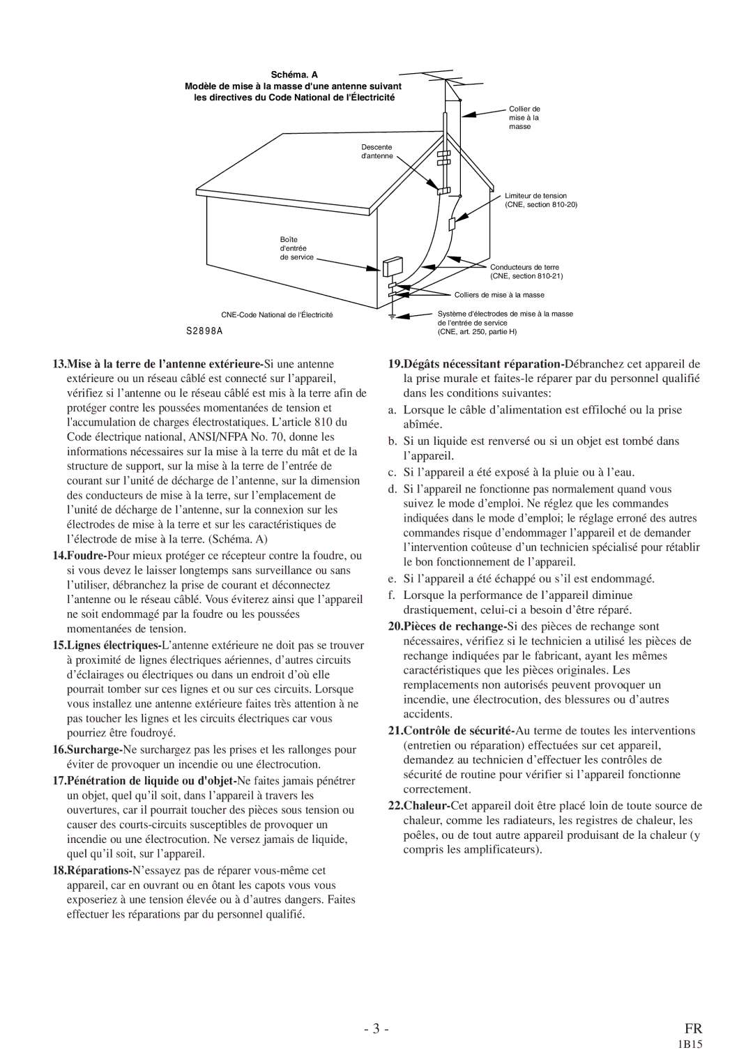 Emerson CETD204 owner manual Boîte Dentrée de service CNE-Code National de lÉlectricité 