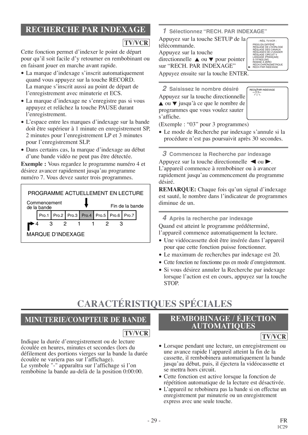 Emerson CETD204 Caractéristiques Spéciales, Recherche PAR Indexage, MINUTERIE/COMPTEUR DE Bande, Sur RECH. PAR Indexage 