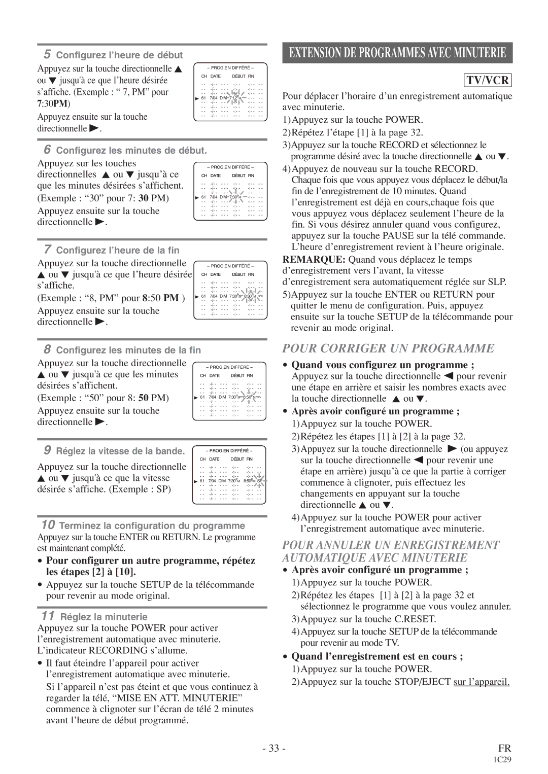 Emerson CETD204 owner manual Pour Corriger UN Programme, Pour configurer un autre programme, répétez les étapes 2 à 