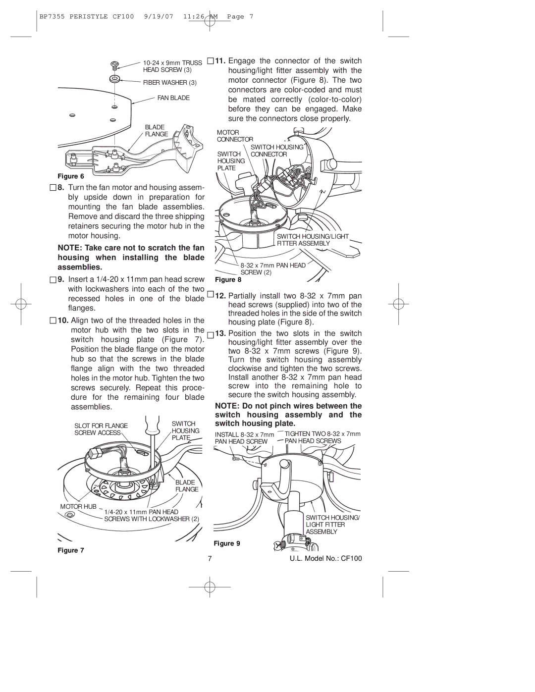 Emerson CF100AP00, CF100GES00, CF100DBK00 owner manual Slot for Flange Switch Screw Access 