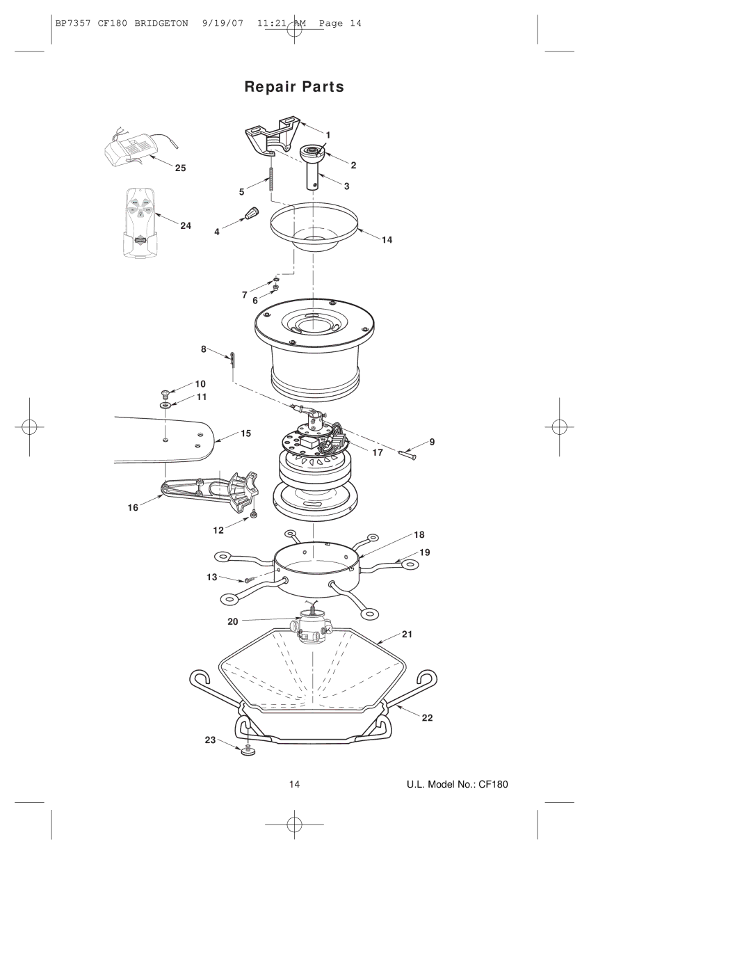 Emerson CF180AP00 owner manual Repair Parts 