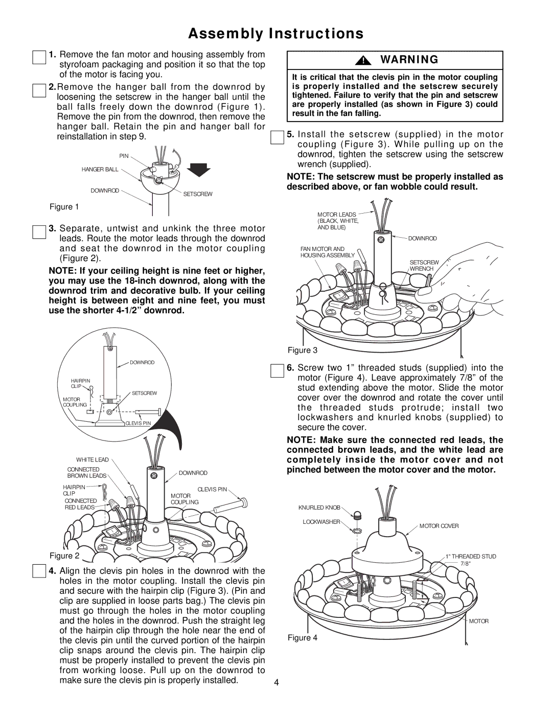 Emerson CF1ORB01 owner manual Assembly Instructions 