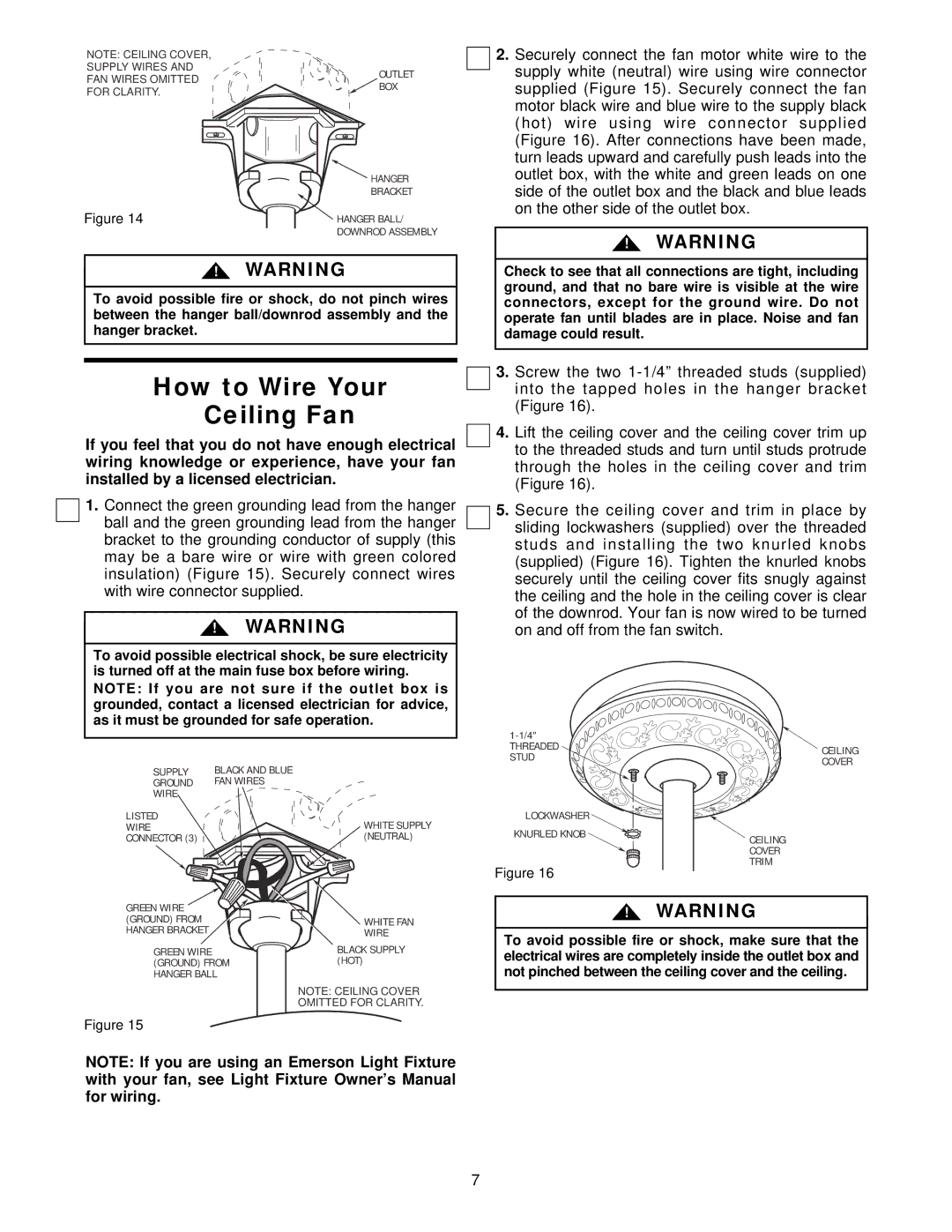 Emerson CF1ORB01 owner manual How to Wire Your Ceiling Fan 