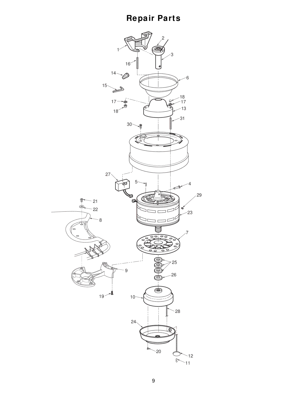 Emerson CF2000WB02, CF2000AB02, CF2000AW02, CF2000BC02, CF2000PW02, CF2000WW02, CF2000ORB02 owner manual Repair Parts 