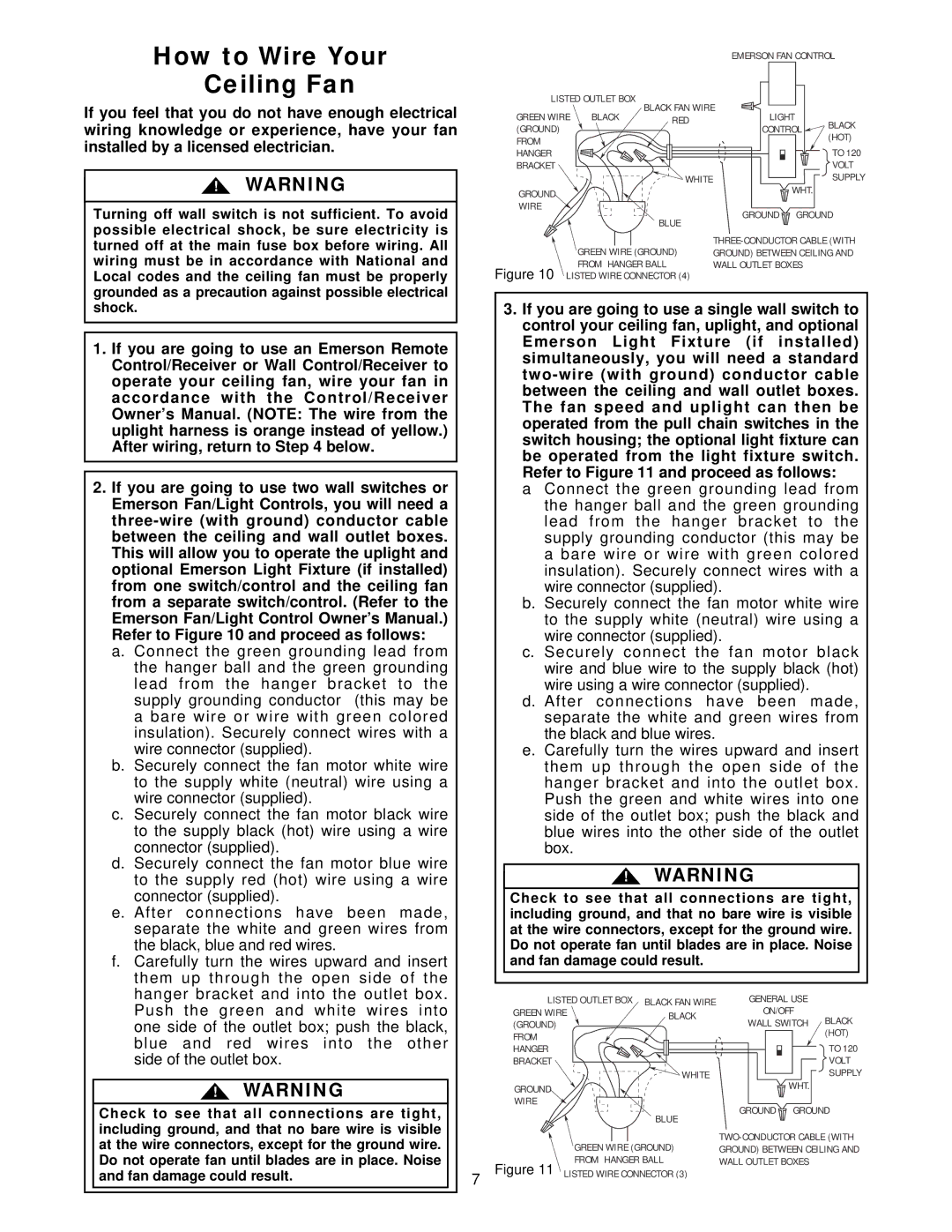 Emerson CF2400BZH00, CF2400BC00, CF2400AB00, CF2400WB00, CF24000SCK00 How to Wire Your Ceiling Fan, Listed Wire Connector 