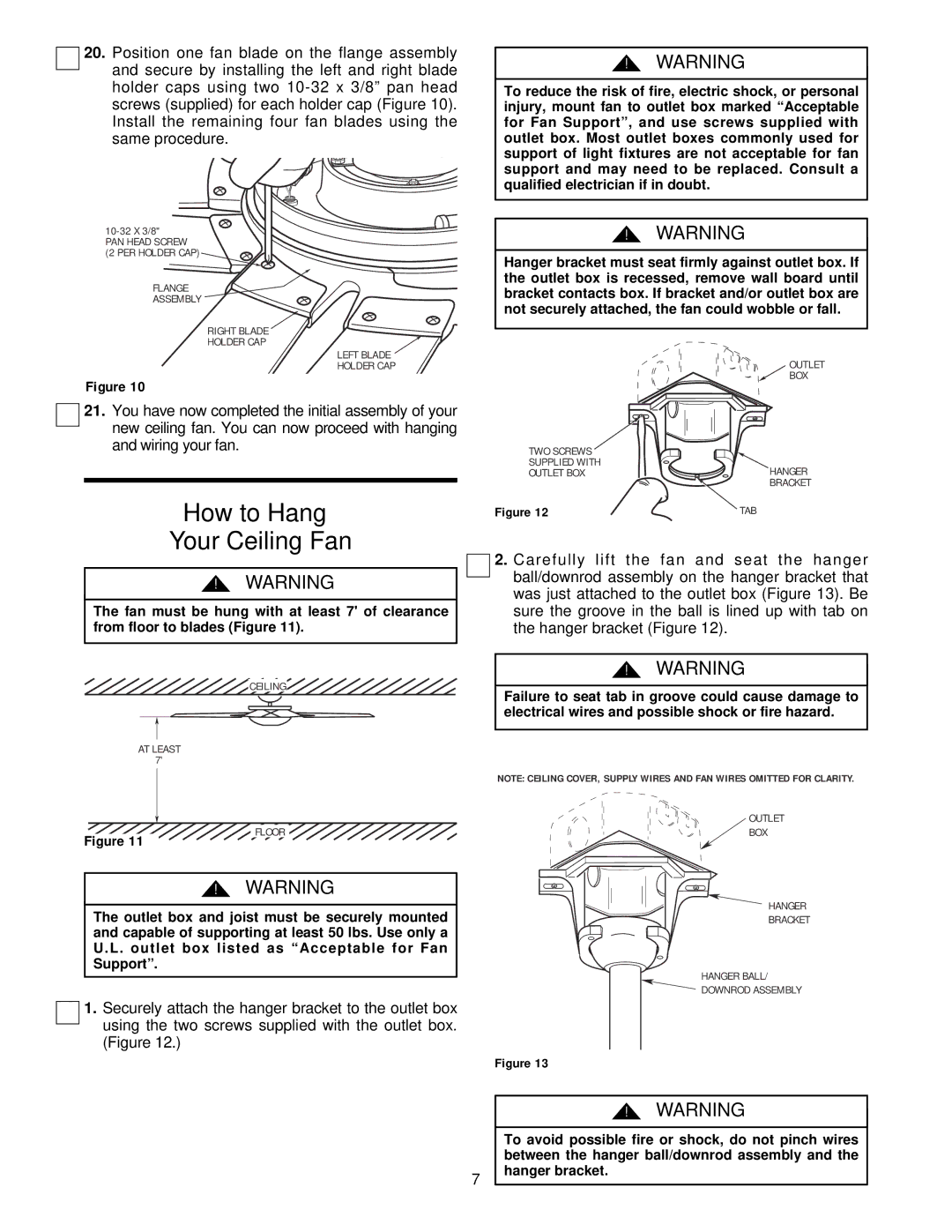 Emerson CF2455ORB00, CF2455BS00, CF2455PW00 owner manual How to Hang Your Ceiling Fan 