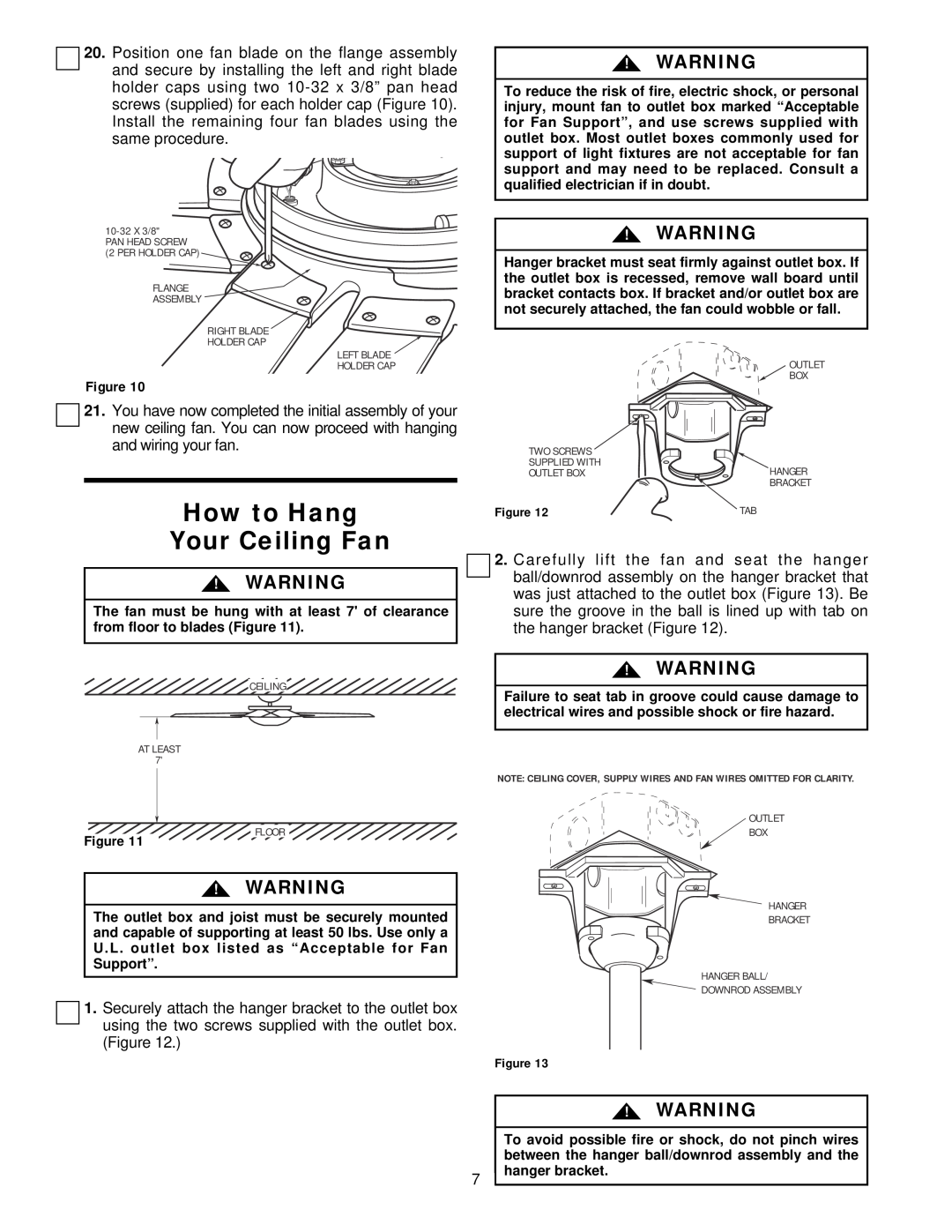 Emerson CF2455ORB00, CF2455BS00, CF2455PW00 owner manual How to Hang Your Ceiling Fan 