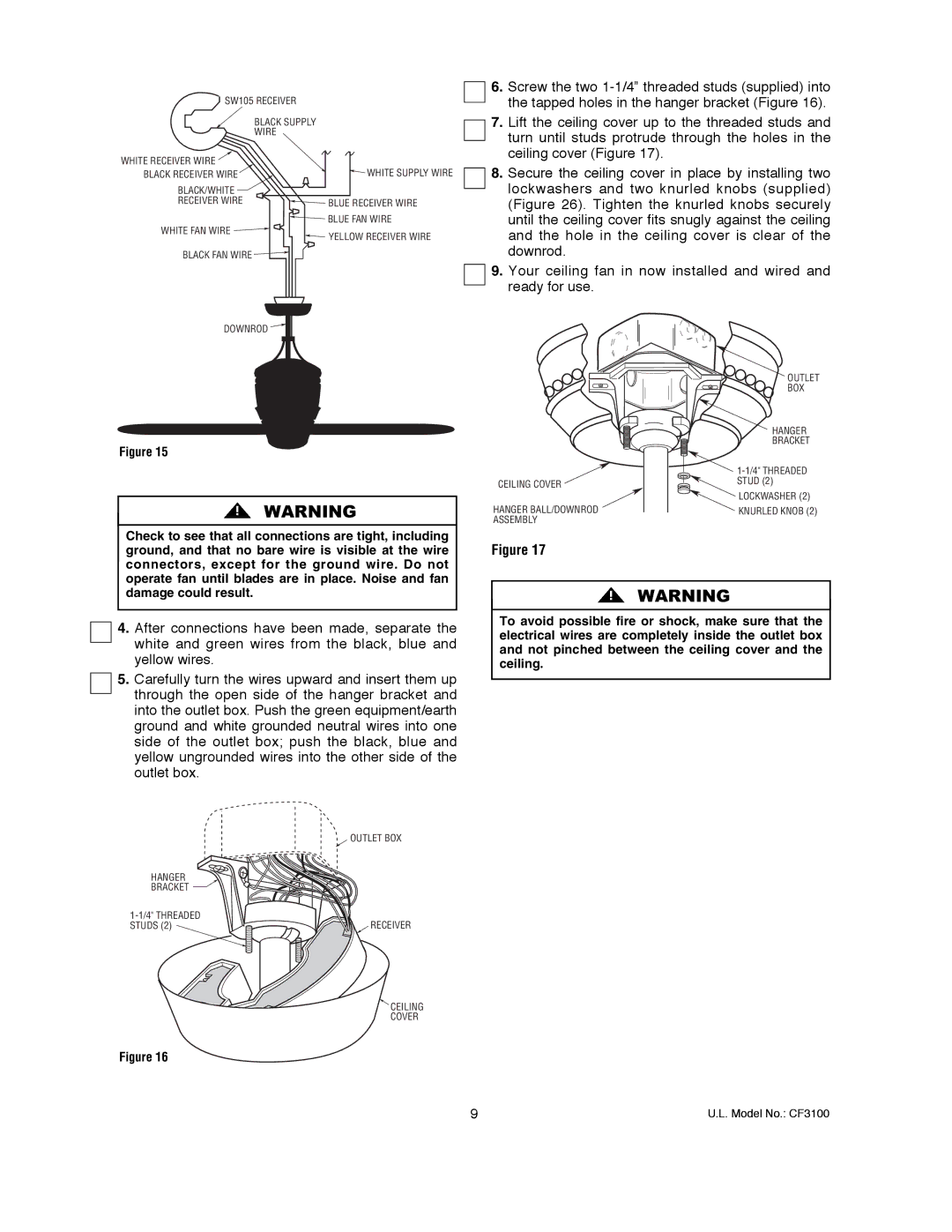 Emerson CF3100AGW00 owner manual Outlet BOX Hanger Bracket 