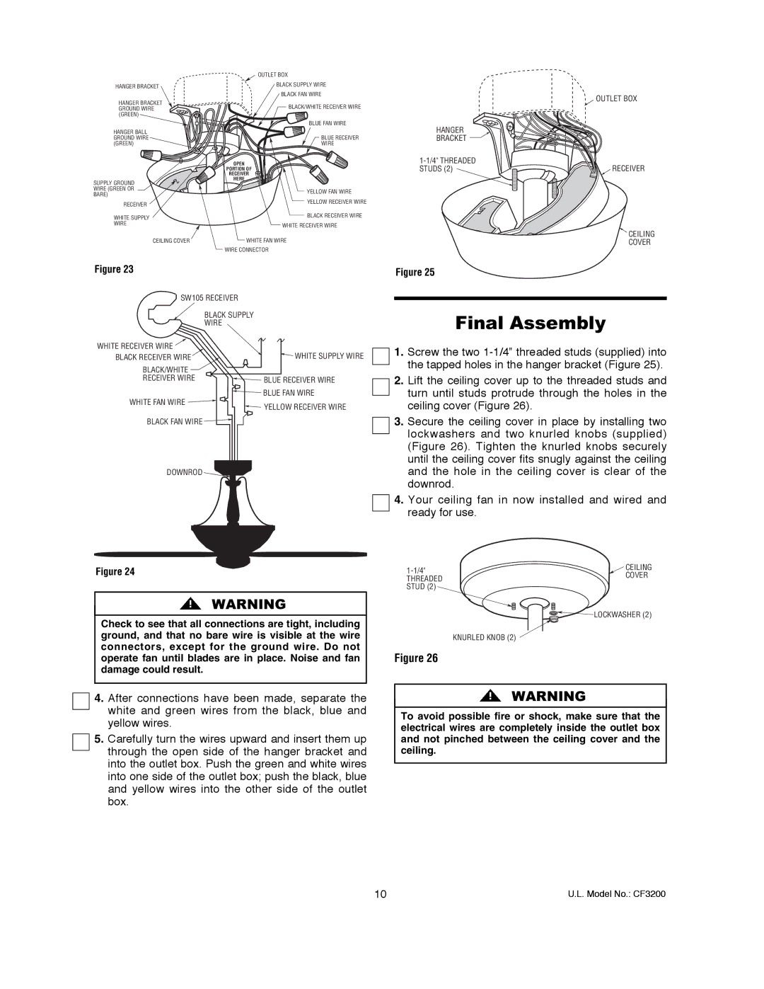 Emerson CF3200AWL00 owner manual Final Assembly 