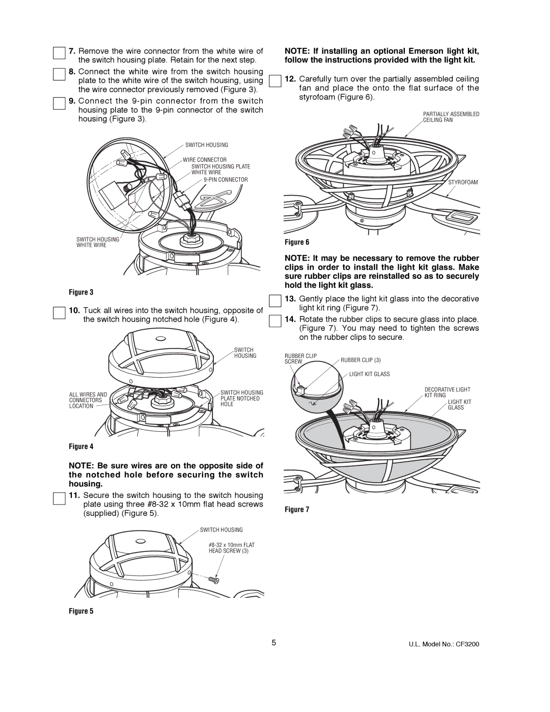 Emerson CF3200AWL00 owner manual Partially Assembled Ceiling FAN Styrofoam 