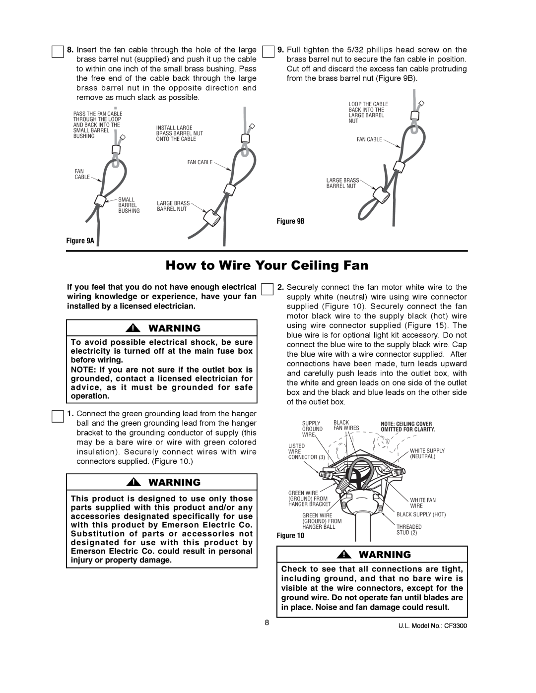 Emerson CF3300AP, CF3300ORH warranty How to Wire Your Ceiling Fan 
