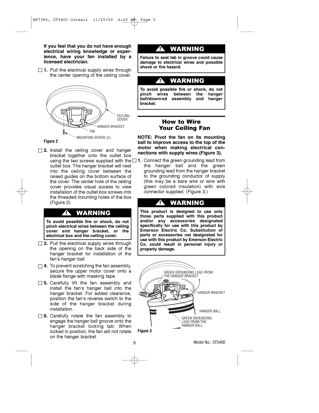 Emerson CF3400AP, CF3400ORH owner manual How to Wire Your Ceiling Fan 