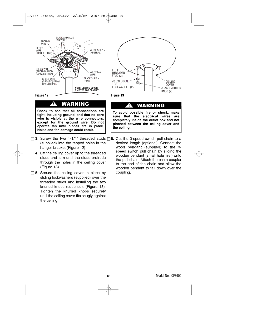 Emerson CF3600AP, CF3600ORH owner manual Threaded 