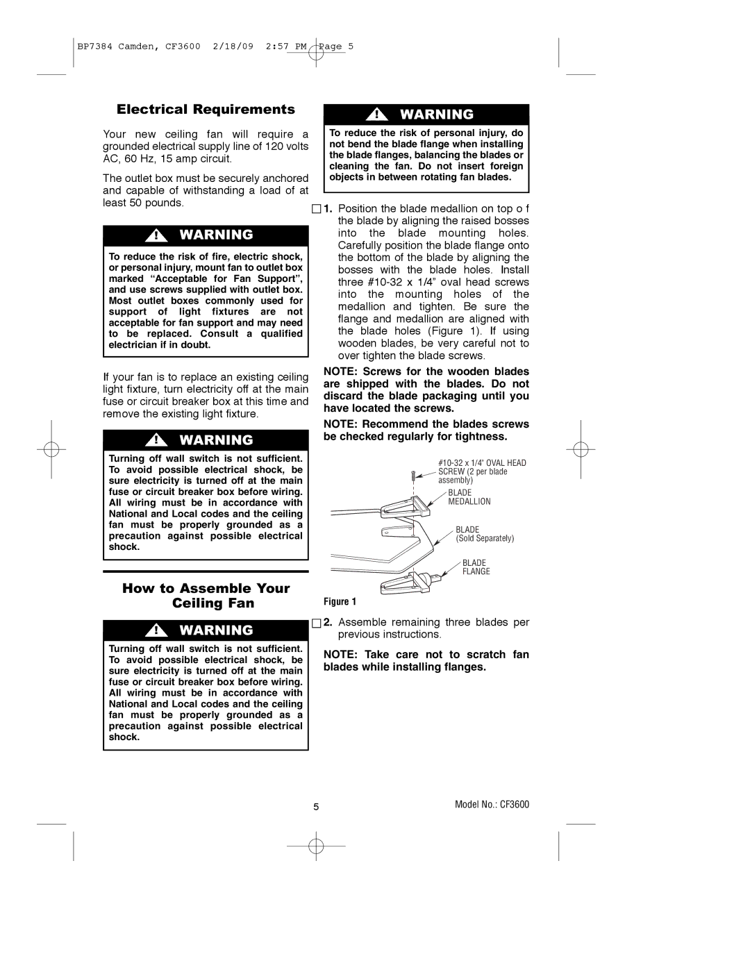 Emerson CF3600ORH, CF3600AP owner manual Electrical Requirements, How to Assemble Your Ceiling Fan 