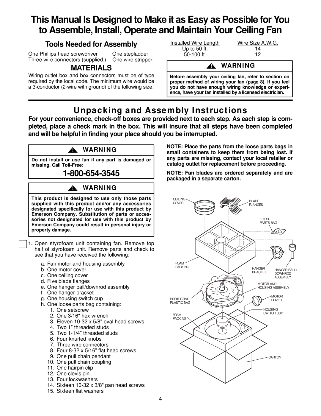 Emerson CF3900BS01, CF3900WPB01, CF3900WW01, CF3900AB01, CF3900BQ01, CF3900AW01, CF3900TG01 Unpacking and Assembly Instructions 