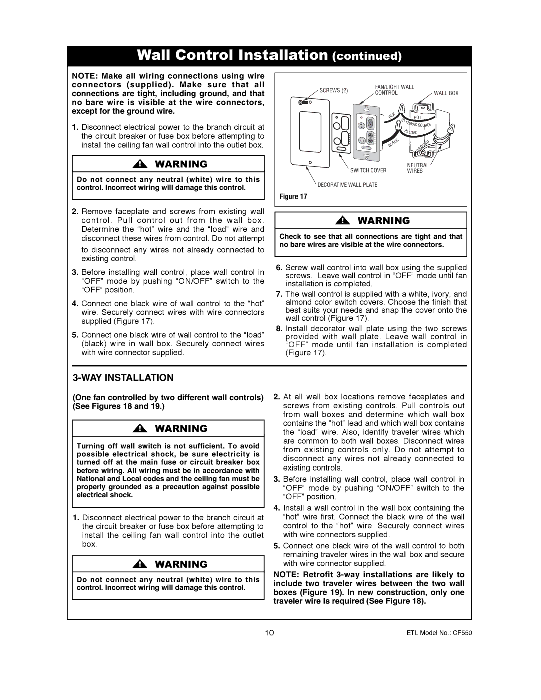 Emerson CF550ORB00, CF550BS00 owner manual WAY Installation 