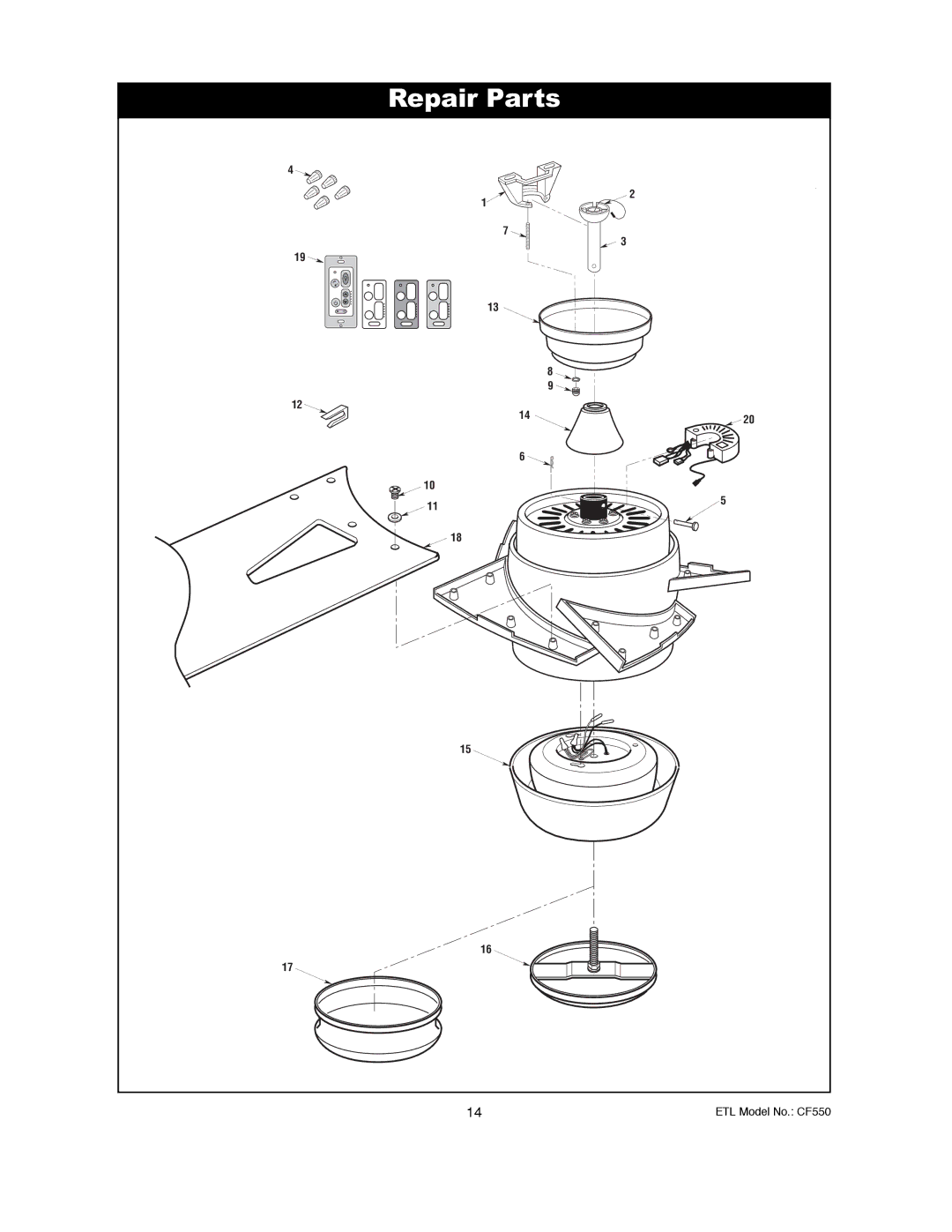 Emerson CF550ORB00, CF550BS00 owner manual Repair Parts 