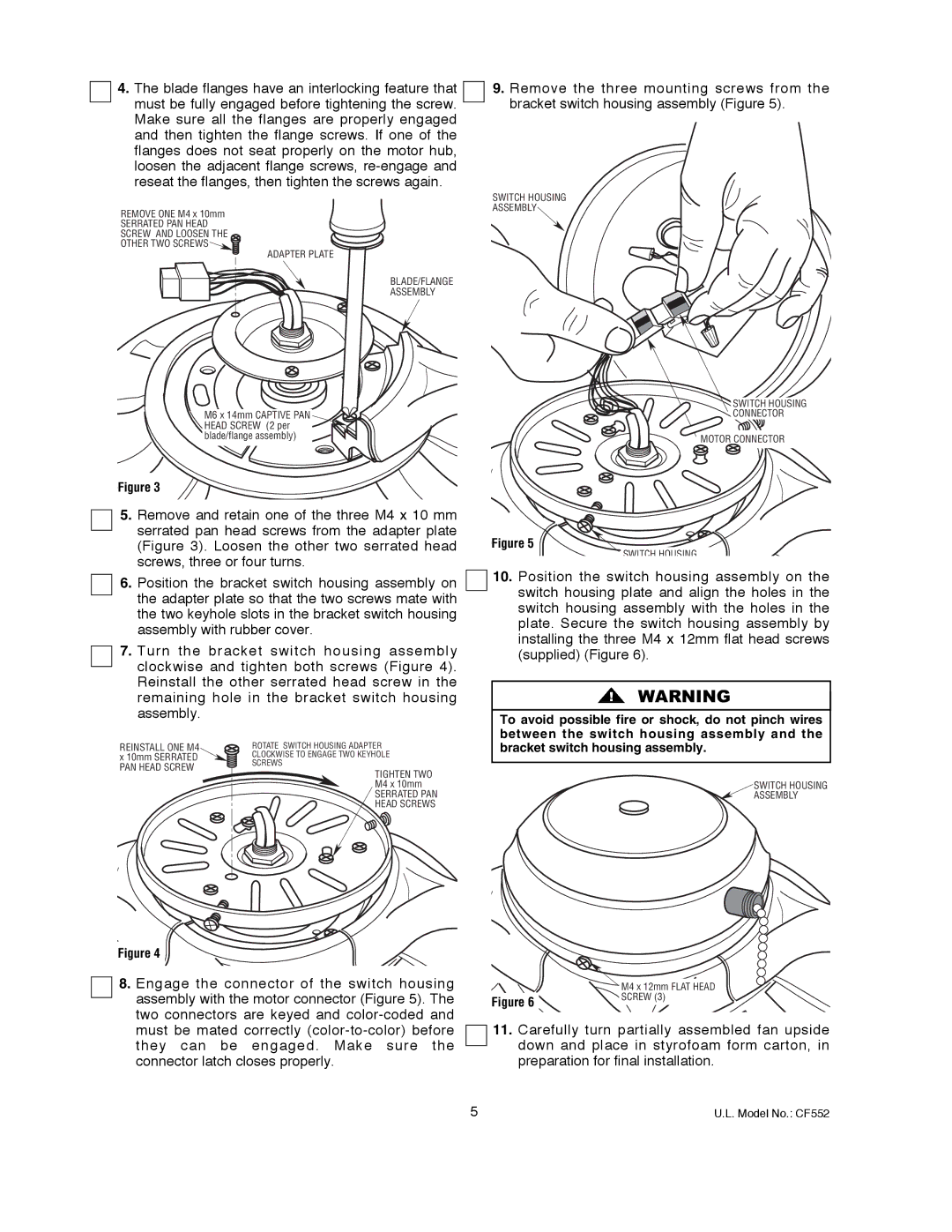 Emerson CF552GES00, CF552AW00, CF552ORB00, CF552GBZ00, CF552WB00 owner manual BLADE/FLANGE Assembly 