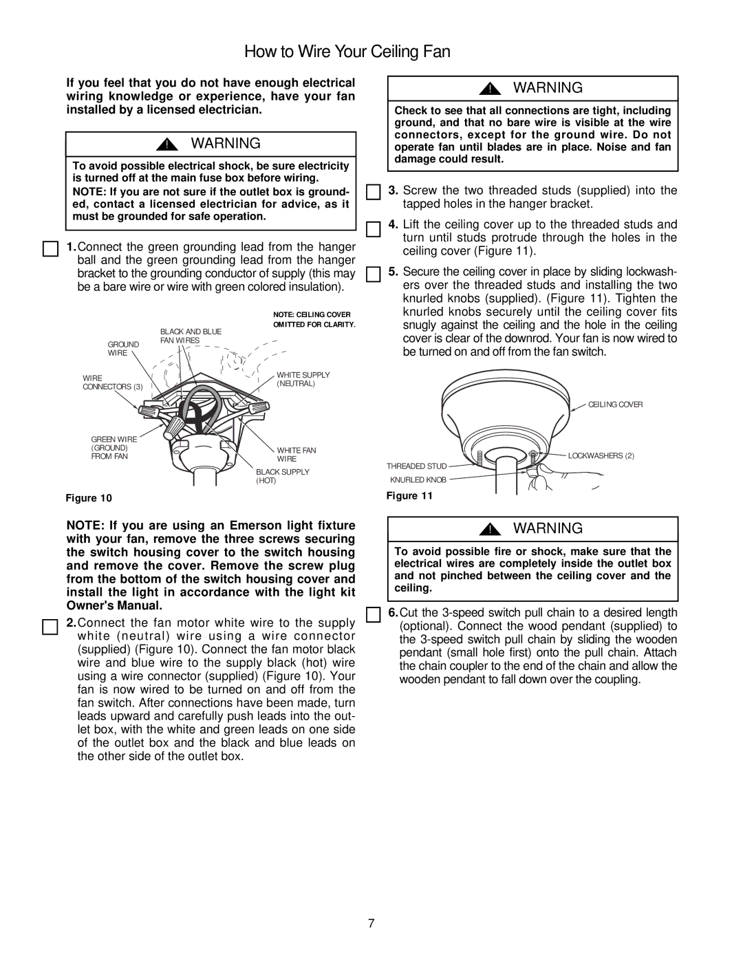 Emerson CF654WB00, CF654OB00, CF654WW00, CF654AW00, CF654ORB00 owner manual How to Wire Your Ceiling Fan 