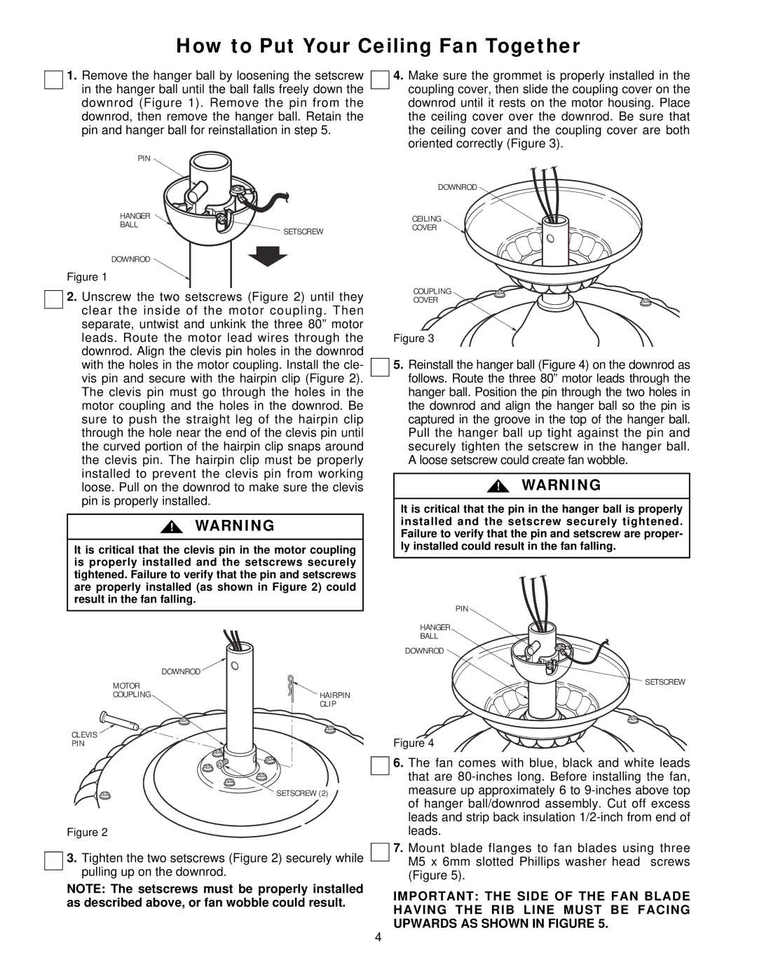 Emerson CF670WB00, CF670CK00, CF670OB00, CF670BQ00 warranty How to Put Your Ceiling Fan Together 