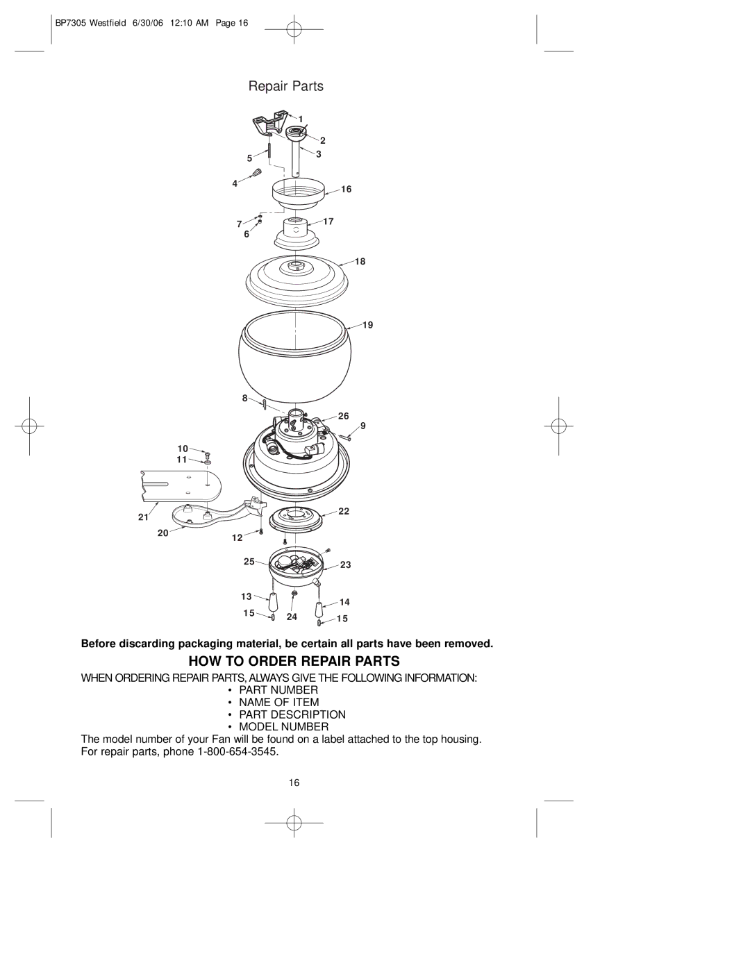 Emerson CF680ORB00, CF680BQ00, CF680WB00 warranty HOW to Order Repair Parts 