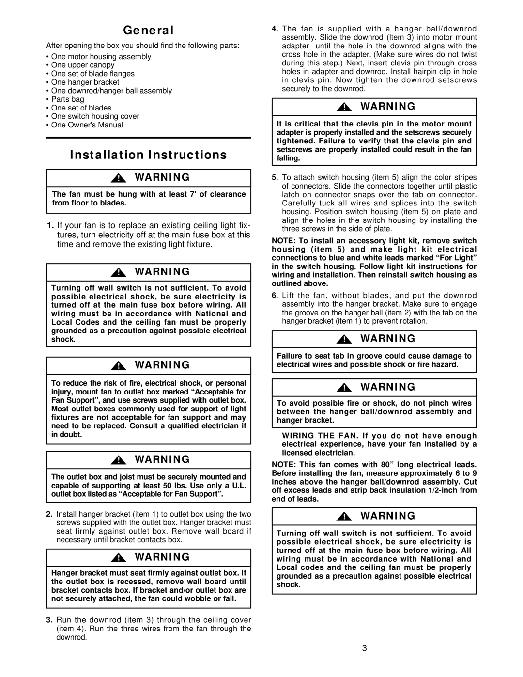 Emerson CF700AB07, CF700WW07, CF700WPB07, CF700AW07, CF700WB07, CF700BS07, CF700CK07 General, Installation Instructions 