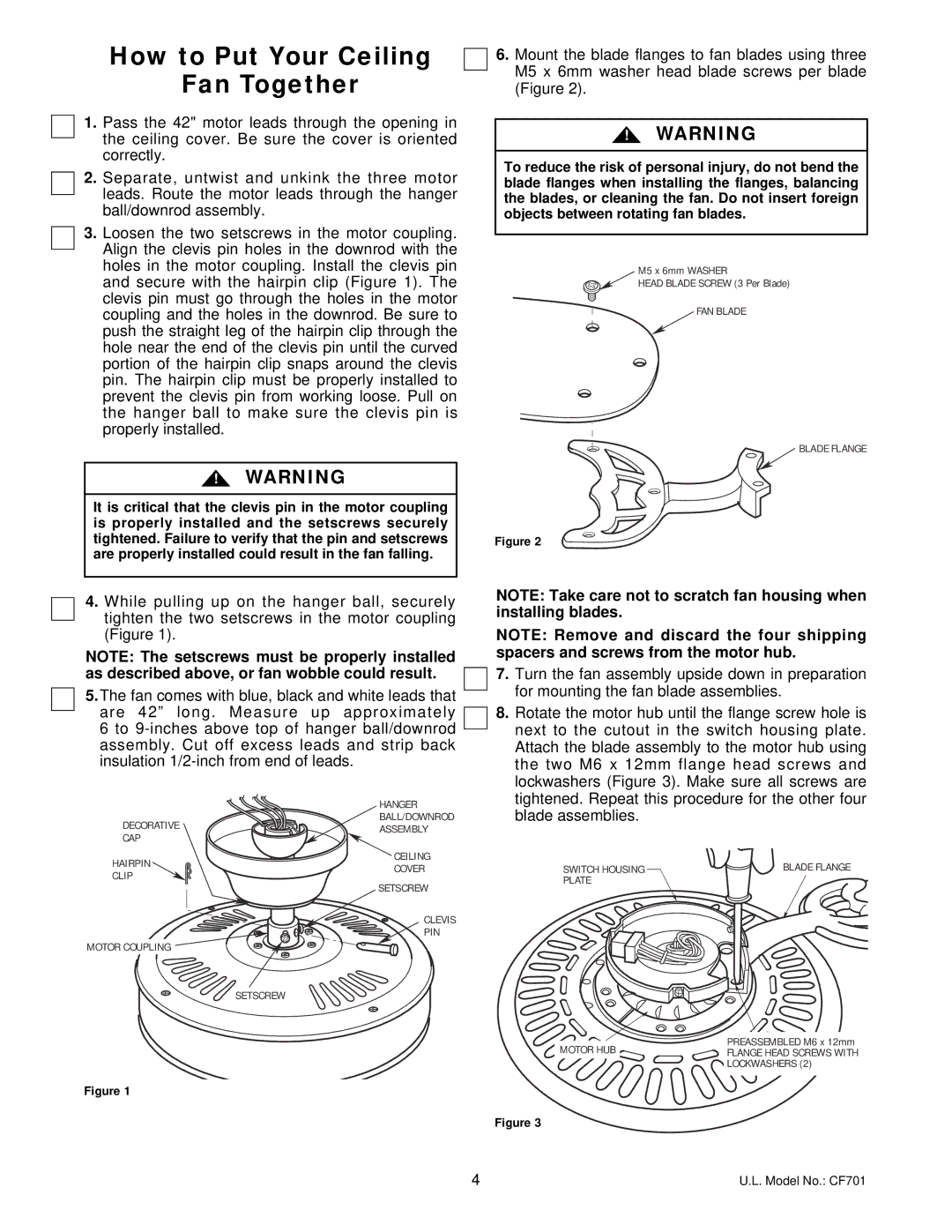 Emerson CF701ORB00, CF701WW00, CF701BS00 owner manual How to Put Your Ceiling Fan Together, Blade assemblies 