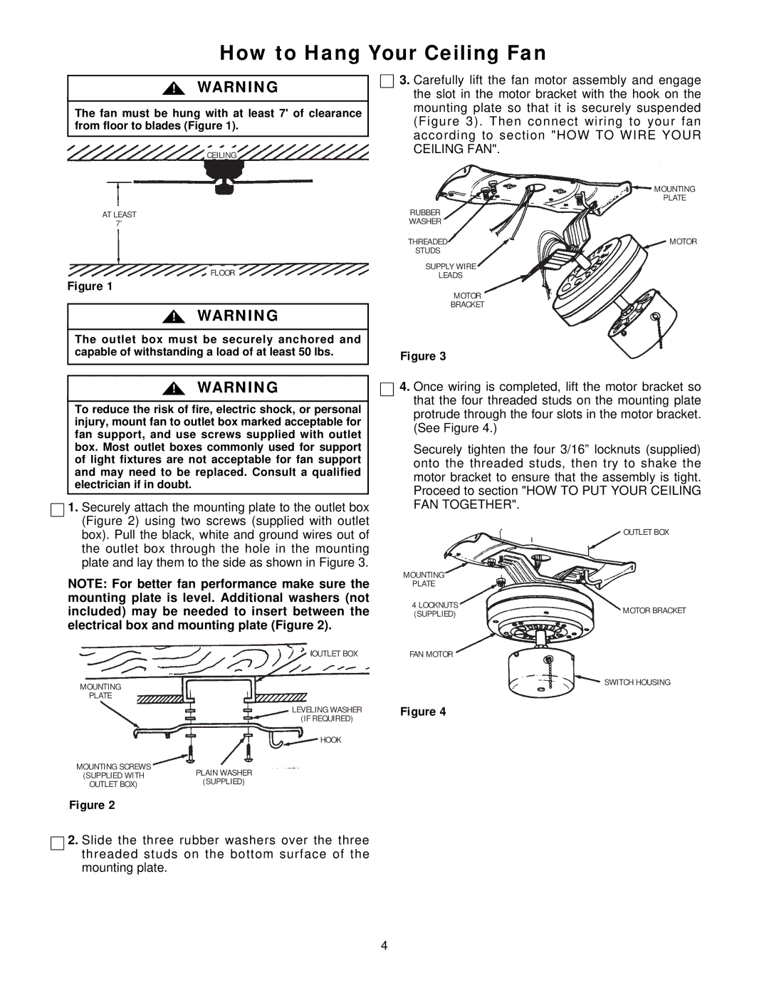 Emerson CF705SWW02, CF704SAB02, CF704SAW02, CF705SW02, CF705SAW02, CF705SPB02, CF705SAB02 How to Hang Your Ceiling Fan 