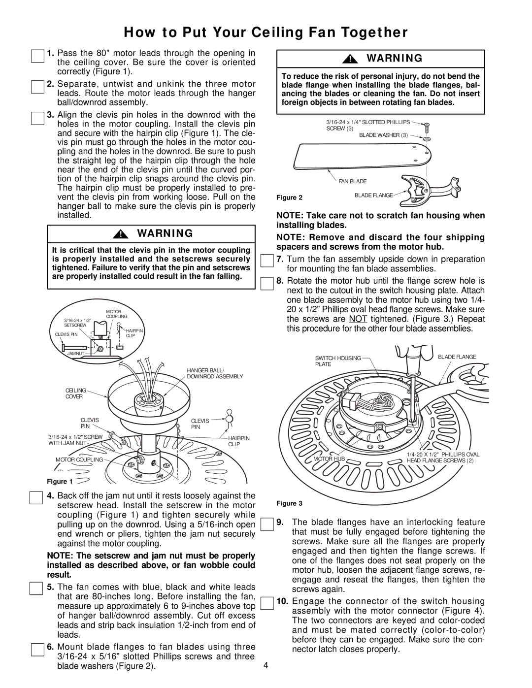 Emerson CF705BS03, CF705TG03, CF705WPB03, CF705NW03, CF705S03, CF705AB03, CF705PB03 warranty How to Put Your Ceiling Fan Together 