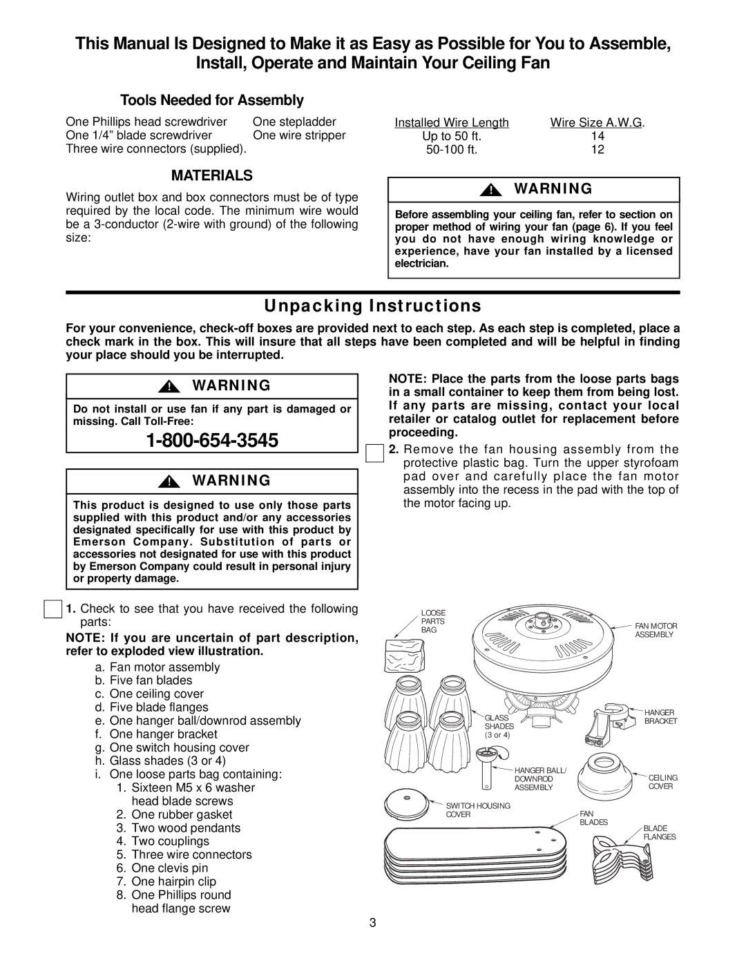 Emerson CF711PBOO, CF710AB00 owner manual Tools Needed for Assembly, Materials 