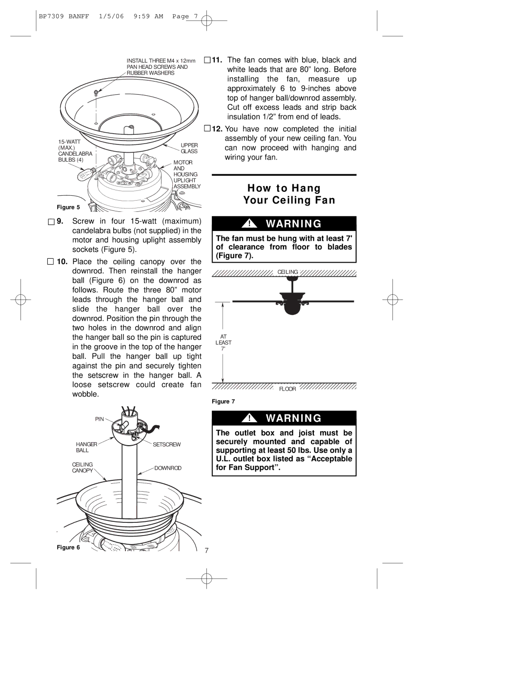 Emerson CF720WB00, CF720ORB00, CF720PW00 owner manual How to Hang Your Ceiling Fan 