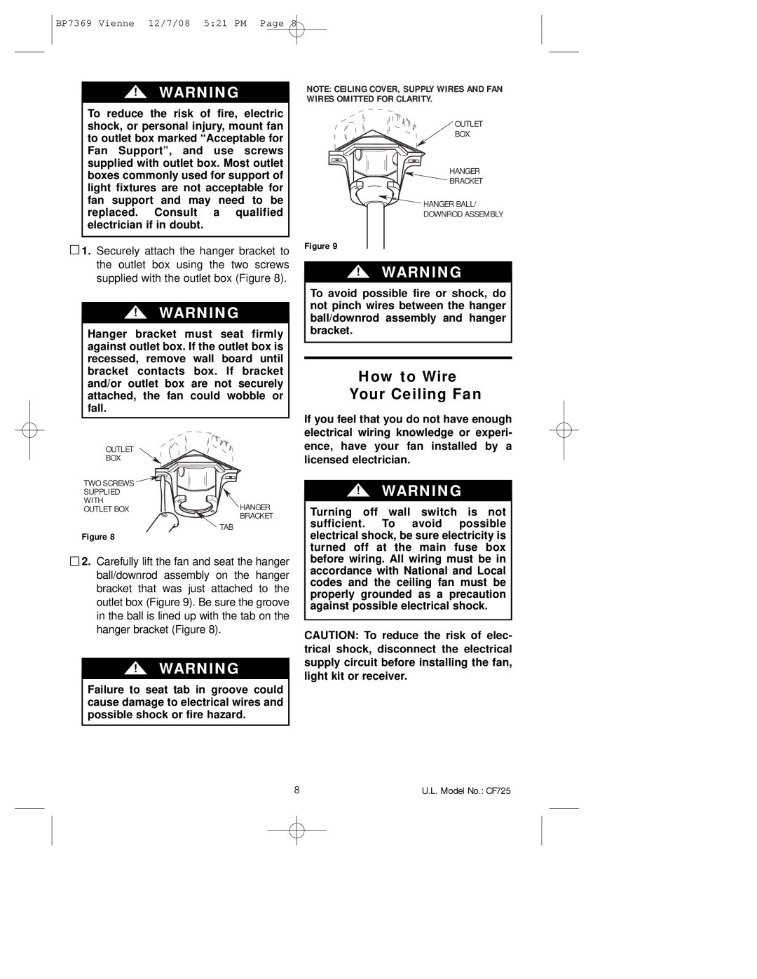 Emerson CF725GBZ00, CF725GES00 owner manual How to Wire Your Ceiling Fan 