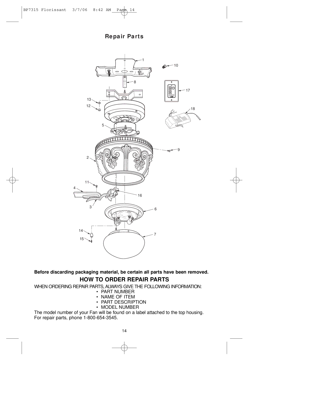 Emerson CF730 warranty HOW to Order Repair Parts 