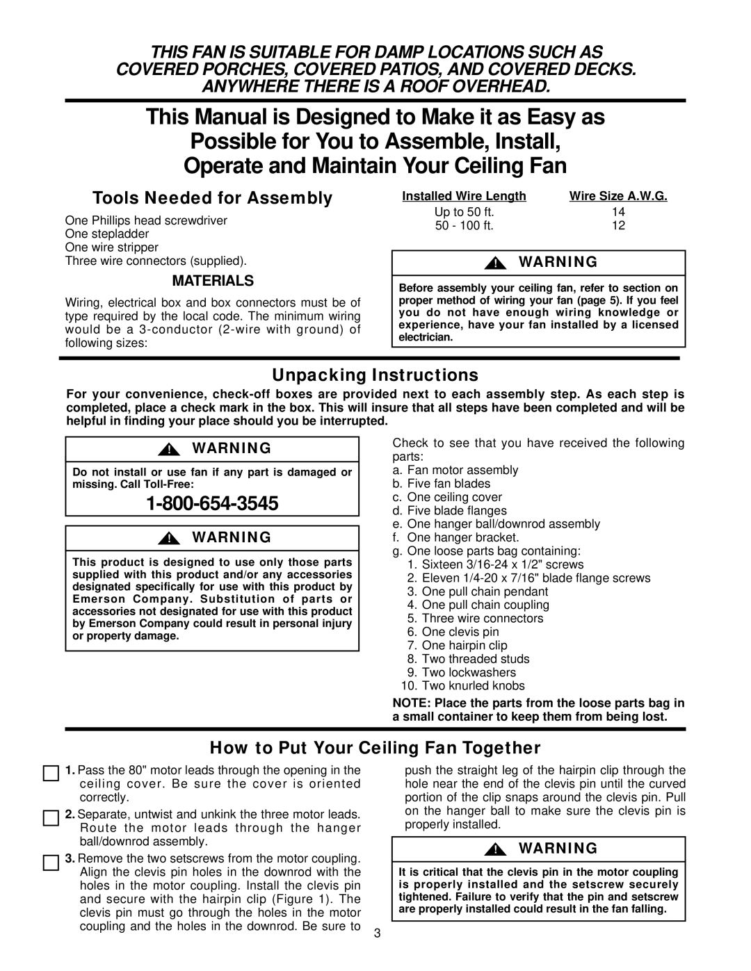 Emerson CF742PFWW warranty This Manual is Designed to Make it as Easy as, Tools Needed for Assembly, Unpacking Instructions 