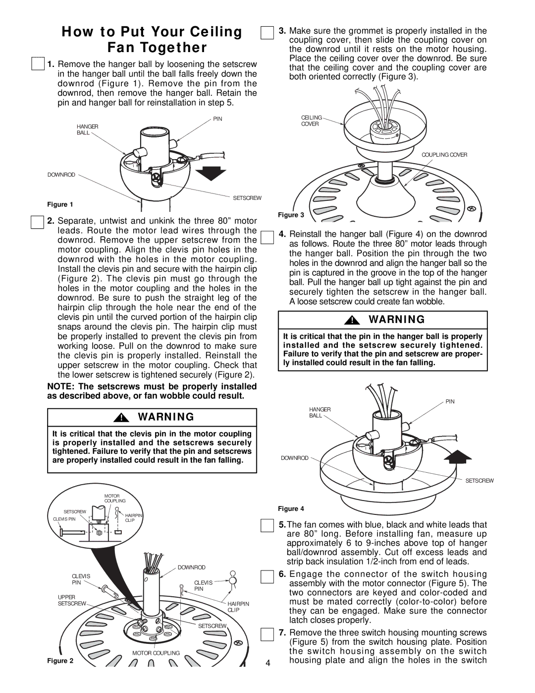 Emerson CF755OB04, CF755PW04, CF755WW04, CF755NW04, CF755S04, CF755WB04, CF755W04, CF755V04 How to Put Your Ceiling Fan Together 