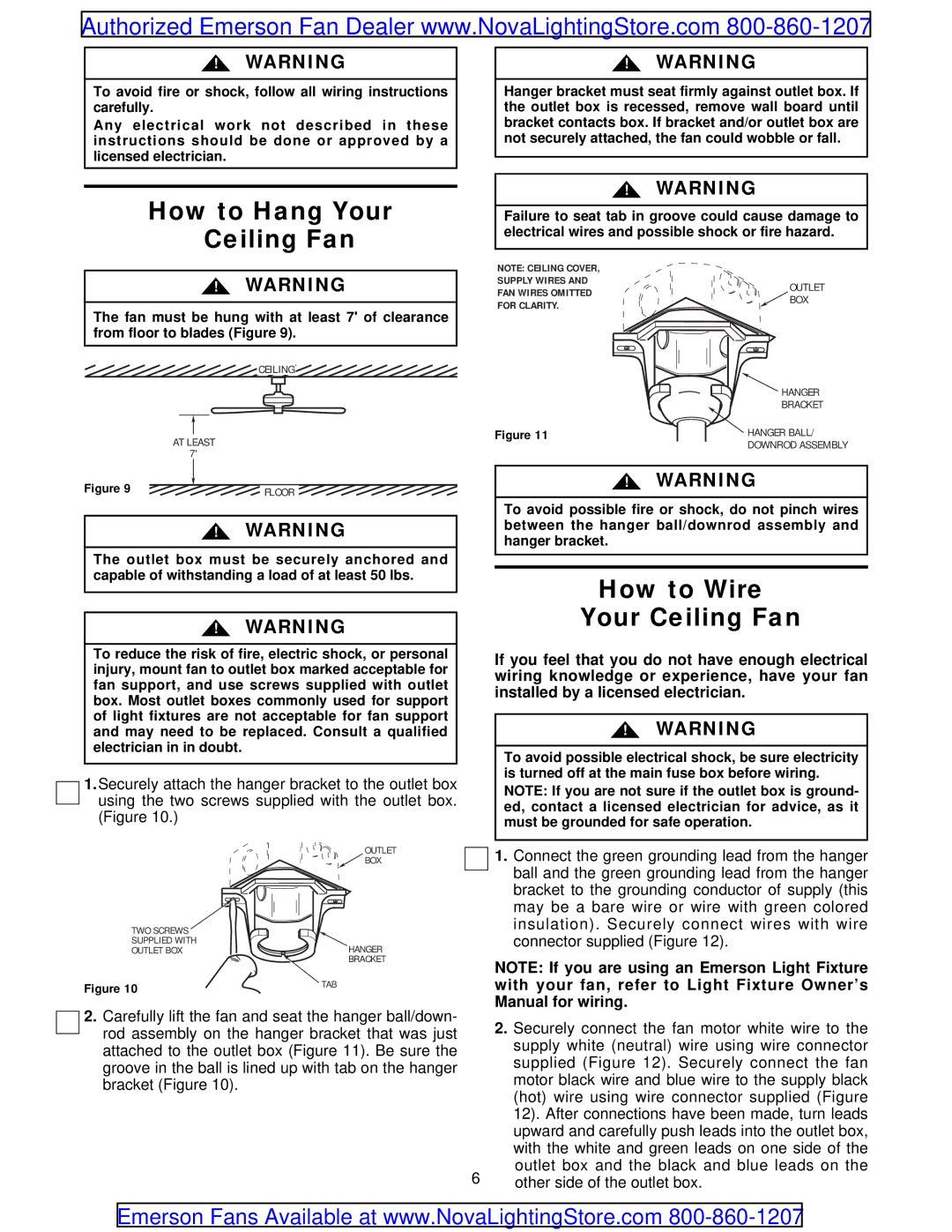 Emerson CF759OB00 warranty How to Hang Your Ceiling Fan, How to Wire Your Ceiling Fan 